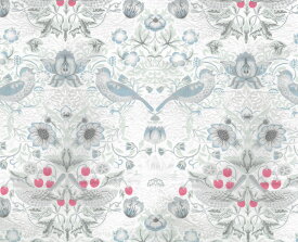 moda fabrics(モダ・ファブリックス)William Morris ウィリアムモリス オパール生地＜Strawberry Thief＞(ストロベリースィーフ)いちご泥棒＜POWDER BLUE(パウダーブルー)＞8076-16