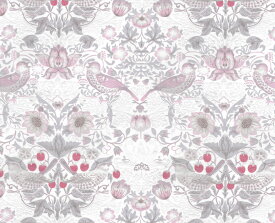 moda fabrics(モダ・ファブリックス)William Morris ウィリアムモリス オパール生地＜Strawberry Thief＞(ストロベリースィーフ)いちご泥棒＜POWDER PINK(パウダーピンク)＞8076-17