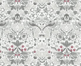 moda fabrics(モダ・ファブリックス)William Morris ウィリアムモリス オパール生地＜Strawberry Thief＞(ストロベリースィーフ)いちご泥棒＜POWDER GRAY(パウダーグレー)＞8076-18
