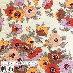 LIBERTY FABRICS リバティプリント 国産11号帆布生地【2025SS】<Madeleine>(マデリン)【オレンジネオン】3635124-J25D