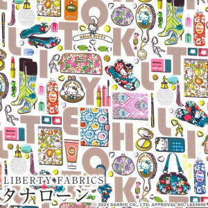 ハローキティ×リバティファブリックス LIBERTY 国産タナローン生地<Hello Kitty Necessities>(ハローキティ・ネセシティーズ)【ミルクブラウン】DC34426-J24G