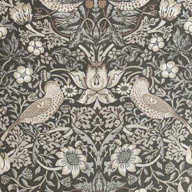 moda fabrics(モダ・ファブリックス)William Morris ウィリアムモリス シーチング生地＜Strawberry Thief＞(ストロベリースィーフ)いちご泥棒 CHARCOAL チャコール 8382-14