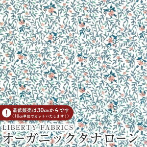 LIBERTY FABRICS リバティプリント イタリア製オーガニックタナローン生地<Heartfelt>(ハートフェルト)【オレンジ×ブルーグレー】157J932-25DU