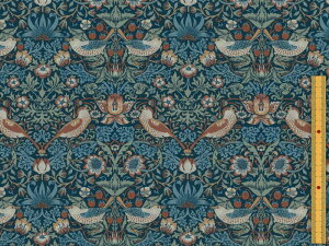 moda fabrics(モダ・ファブリックス)William Morris ウィリアムモリス シーチング生地<Strawberry Thief 1883>(ストロベリーシーフ)MIST INDIGO 33490-41