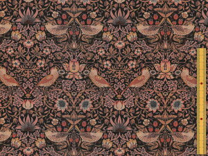 moda fabrics(_Et@ubNX)William Morris EBAX V[`OnStrawberry Thief 1883iXgx[V[tjBURGUNDY BLACK 33490-43