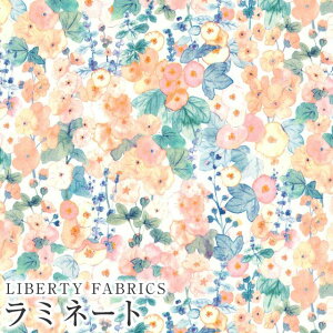 LIBERTY FABRICS リバティプリント 国産つや消しラミネート(ビニールコーティング生地)<Hollyhocks>(ホリーホックス)【オレンジ】MATLAMI363J6804YE
