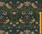 moda fabrics(モダ・ファブリックス)William Morris ウィリアムモリス シーチング生地＜Strawberry Thief＞(ストロベリースィーフ)いちご泥棒＜DAMASK BLACK(ダマスクブラック)＞8176-11