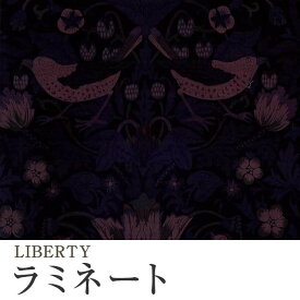 LIBERTYリバティプリント・国産つや消しラミネート(ビニールコーティング生地)＜StrawberryThief＞(ストロベリースィーフ)《濃紺》【375％拡大サイズ】LAMI3635061LL-J18J