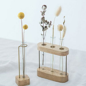 フラワーベース トリプルチューブ 3本 ウッド 木製 ガラスベース 41355 一輪挿し フラワーベース/木/花/フラワー/フラワーグラス/花瓶 ガラス/ガラスベース/シンプル/おしゃれ 置物/北欧/花器/