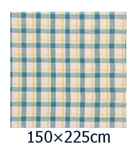チェック マルチカバ ブルー イエロー 225×150cm フリークロス 長方形 コットン ソファ ソファーカバー エスニック ベッドカバー こたつ インド綿 綿 無地 マルチクロスマルチカバー