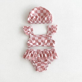 [スイムキャップ付き セパレート型3点セット 水着]ベビー服 ベビー 赤ちゃん 水着 スイムウェア 女の子 キャップつき 上下3点セット セパレート ビキニ 子供 スイミング プール 海 ビーチ 旅行 海外旅行 60cm 70cm 80cm 90cm 100cm 0歳 1歳 2歳 3歳