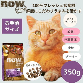 【選べるサンプル3個プレゼント付き】ナウフレッシュ シニアキャット&ウェイトマネジメント350gNOW FRESH 高齢猫 体重管理 ダイエット 正規品 キャットフード ペットフード ドライフード グレインフリー 穀物不使用 食いつく低カロリー シニア