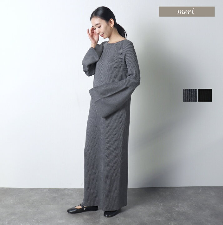 楽天市場】ベルスリーブニットワンピ : meri