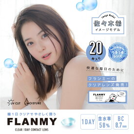 [4箱セット] フランミー クリアワンデー 【1箱20枚入り】送料無料 FLANMY CLEAR 1DAY 佐々木希 度あり 透明レンズ クリアレンズ うるおい UVカット 1日使い捨て うるうる コンタクトレンズ ナチュラル 高含水 58% DIA14.2mm B.C.8.7mm