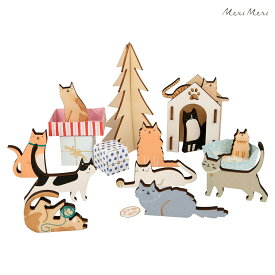 【クリスマス】アドベントカレンダー アドヴェント 猫 ネコ キャット クリスマスグッズ xmas クリパ ホームパーティ クリスマスプレゼント クリスマスパーティ merimeri メリメリ Wooden Cat Advent Calendar Suitcase
