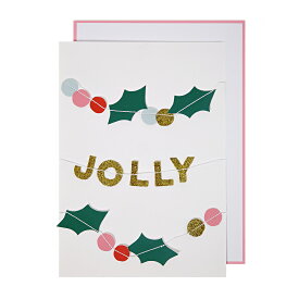 【クリスマス】　クリスマスカード　 HOLLY JOLLY クリスマスガーランド　カード グリーティングカード　 飾り　装飾 パーティー装飾 デコレーション xmas クリパ ホームパーティ クリスマスグッズ
