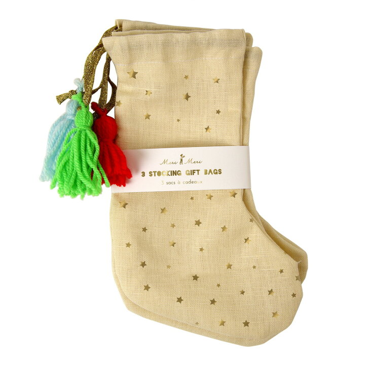 楽天市場 クリスマス Small Gift Stockings ファブリックくつ下ギフトバッグ 3入り プレゼントバッグ ギフトラップ ラッピング袋 クリスマスギフト クリスマスプレゼント クリスマスグッズ クリスマスパーティ イベント プレゼント Xmas ホームパーティ Meri Meri