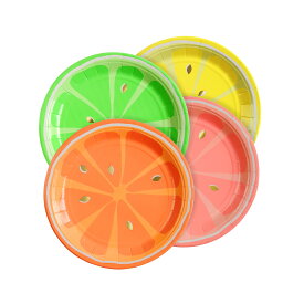 Meri Meri メリメリ ペーパープレート オレンジ/イエロー/ピンク/グリーン 直径約18.5cm NEON CITRUS 168490 (45-3283) 8枚入 パーティー紙皿 使い捨て紙皿 紙皿おしゃれ 紙皿かわいい ホームパーティー