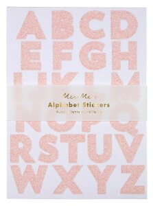 PINK GLITTER ALPHABET STICKERS S/10 S アルファベット シール デコ デコレーション 手作り アルバム スクラップブッキング ラメ