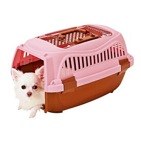 2ドア スマイルキャリー Sサイズ ピンク キャリーバック ハードキャリー ピンク 小型犬 2ドア ハウス ドアが外れる PETIO