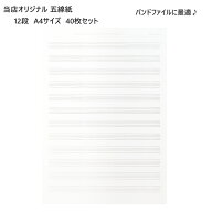 【AM五線紙ランキング常に上位】五線紙 A4サイズ 片面「40枚入」バンドファイル用 5線 五線譜 五線ノート…
