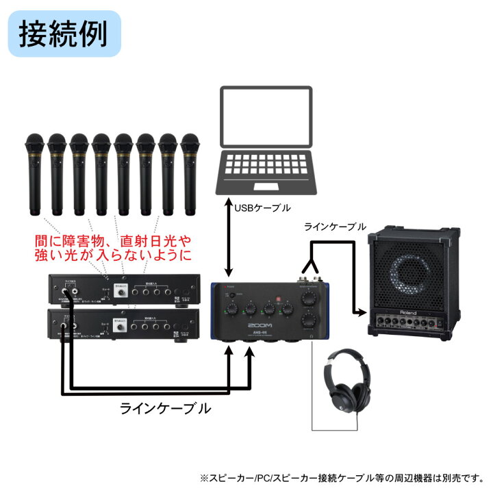 楽天市場】ZOOM AMS-44 ワイヤレスマイク8本セット(赤外線) WEB会議 