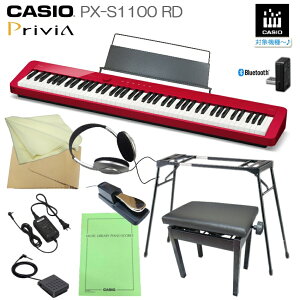 カシオ PX-S1100 RD レッド 「テーブル型スタンド+高低自在椅子付き」電子ピアノ プリヴィア PX-S1000後継