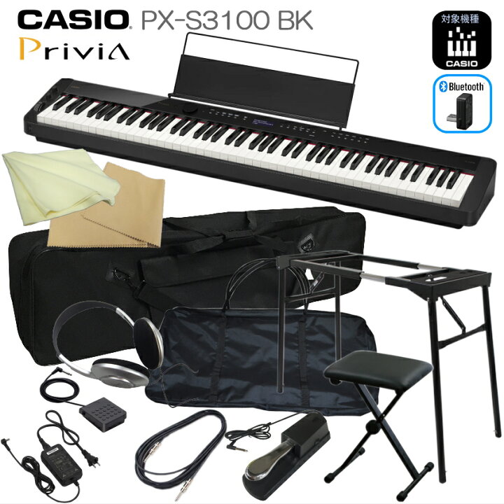楽天市場】カシオ 電子ピアノ 88鍵盤 ブラック PX-S3100 CASIO 多機能 