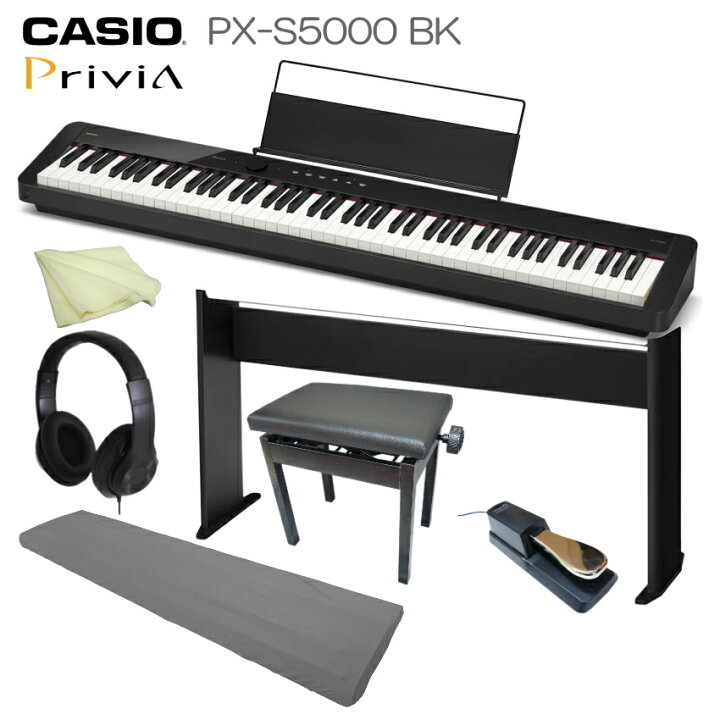 楽天市場】CASIO 電子ピアノ Privia PX-S5000BK ブラック「基本セット 
