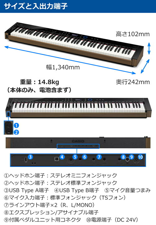 楽天市場】CASIO 電子ピアノ Privia PX-S6000BK ブラック「基本セット 