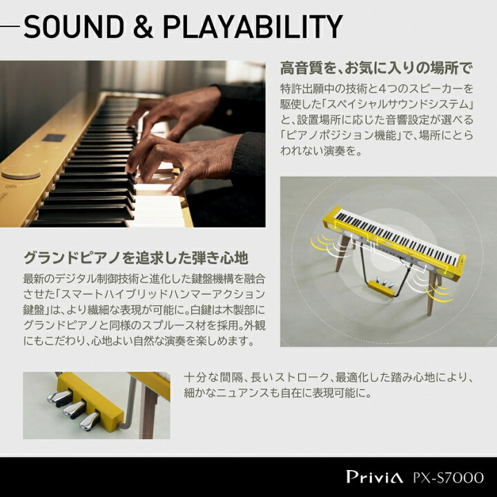 楽天市場】CASIO 電子ピアノ Privia PX-S7000BK ブラック 88鍵盤 