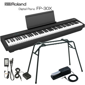 ローランド 電子ピアノ FP-30X ブラック Roland 88鍵デジタルピアノ「純正テーブル型スタンド/ペダルDP-10」