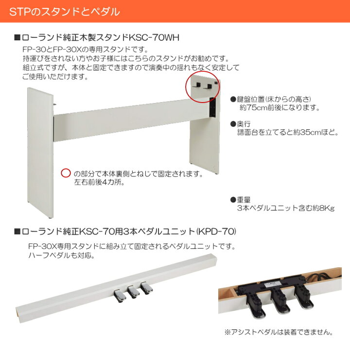 楽天市場】ローランド 電子ピアノ FP-30X ホワイト Roland 88鍵 