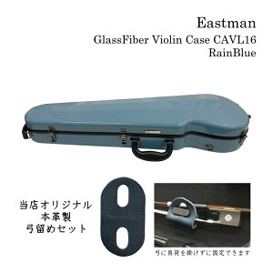 【特注:限定品】本革製 弓留めセット イーストマン バイオリンケース「レインブルー×黒フレーム」CAVL16 定番 グラスファイバー ハードケース EASTMAN STANDARD