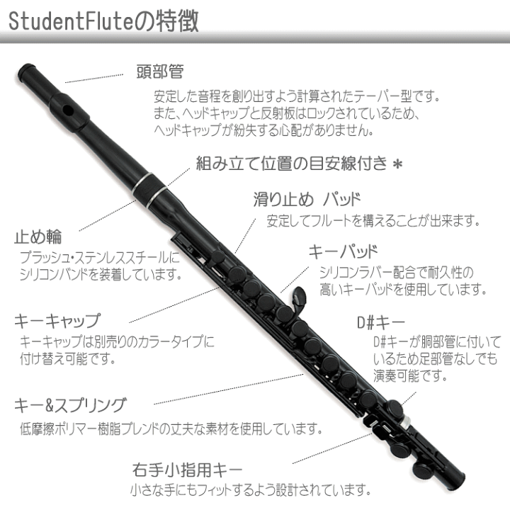 楽天市場】NUVO プラスチック製 フルート StudentFlute ブラック