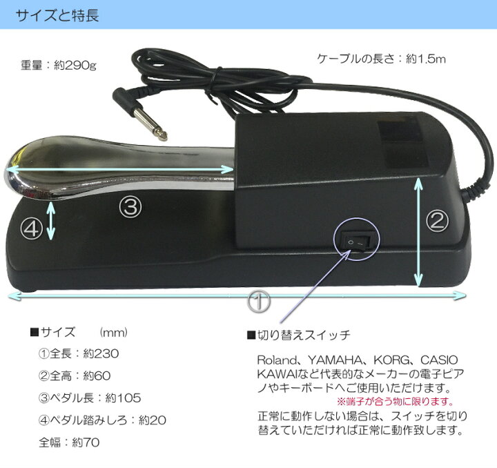 楽天市場】電子ピアノ用ペダル サスティンペダル FGS-DP （RST-1同等 