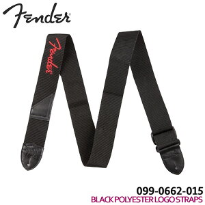 Fender M^[Xgbv 2'' BLACK POLYESTER LOGO STRAP with RED LOGO 0990662015 tF_[y[֑z