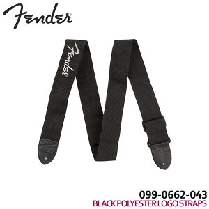 Fender M^[Xgbv 2'' BLACK POLYESTER LOGO STRAP with GREY LOGO 0990662043 tF_[y[֑z
