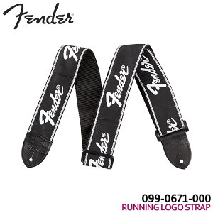 Fender M^[Xgbv RUNNING LOGO STRAP 0990671000 Black with White Logo tF_[y[֑z