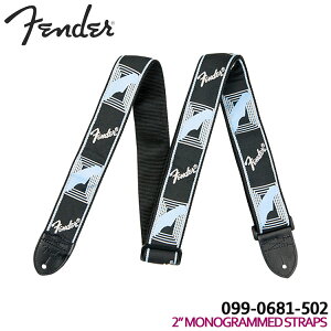 Fender M^[Xgbv 2'' MONOGRAMMED STRAP 0990681502 Black/Light Grey/Blue mO tF_[
