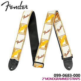 Fender ギターストラップ 2'' MONOGRAMMED STRAP 0990683000 White/Brown/Yellow モノグラム フェンダー