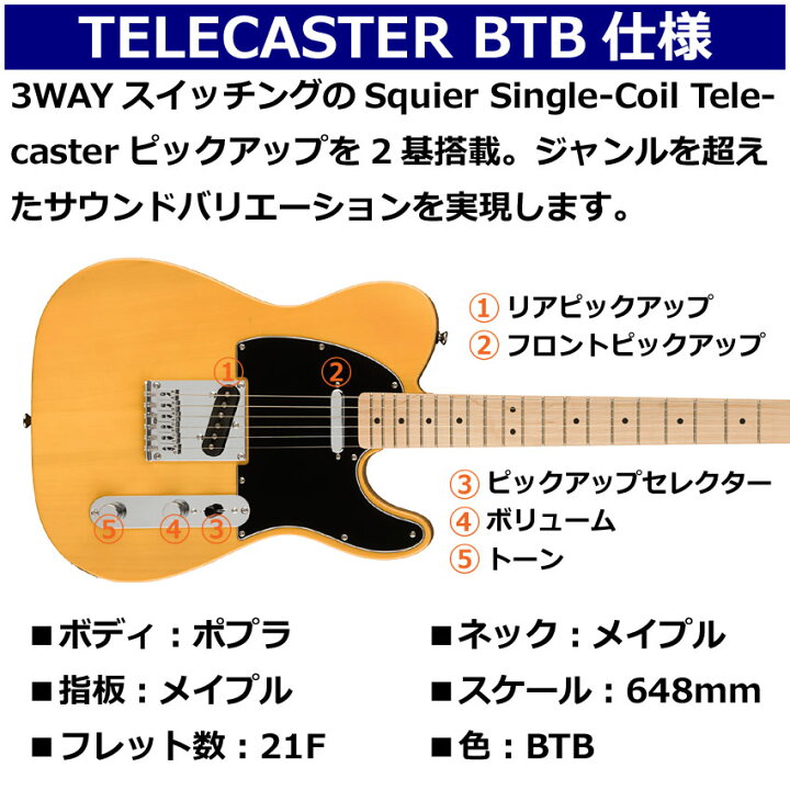 楽天市場】Squier エレキギター Affinity Series TELECASTER BTB 