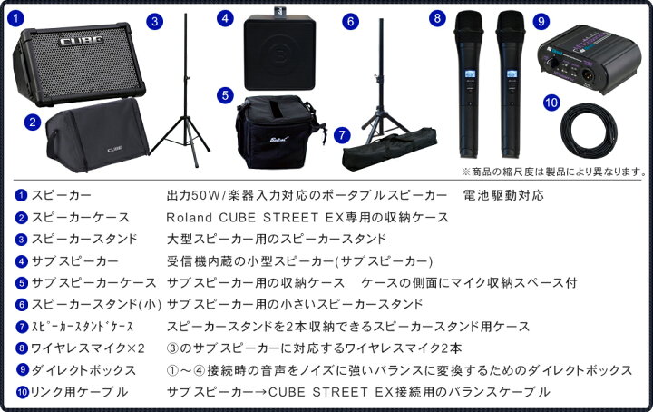 楽天市場】Roland CUBE STREET EX + 電池駆動対応 ワイヤレスマイク2本 
