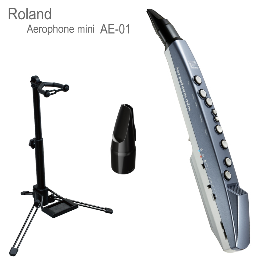ブランド買うならブランドオフ デジタル管楽器 交換用マウスピース付き 送料無料 Roland Aerophone マウスピース付き mini メーカー在庫限り品 エアロフォンミニ AE-01 スタンド