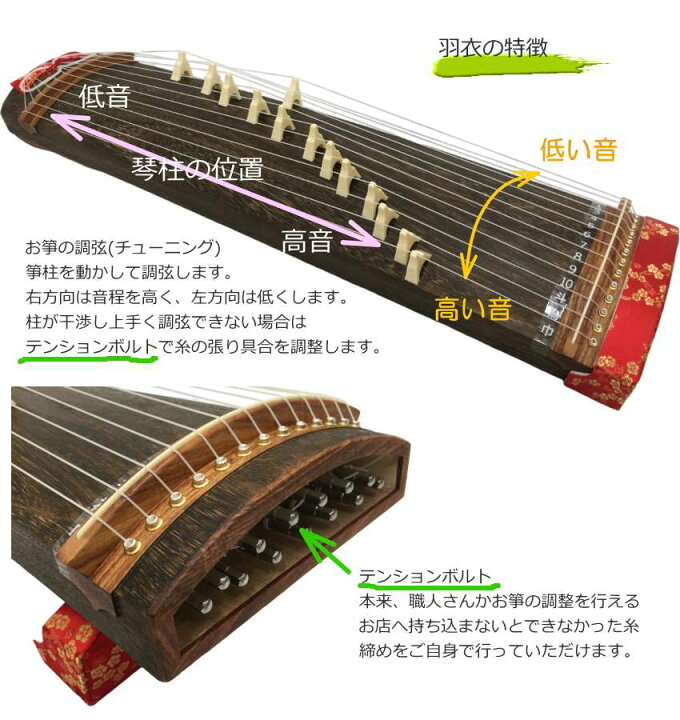 楽天市場】全音 文化箏 羽衣 ZK-10 ソフトケースセット 持運びしやすい  