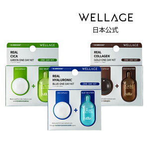 【WELLAGE日本公式】ワンデーキット (ヒアルロン酸/シカ/コラーゲン)1種を選択 /韓国コスメ スキンケア 保湿 乾燥対策 ツボクサ エイジングケア シートマスク パック ご褒美ケア セラム 水光