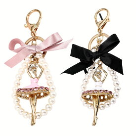 バレエ キーホルダー リボン パール バレリーナ チャーム バッグチャーム ギフト プレゼント 発表会 記念品 お礼 おそろい 女の子 可愛い かわいい おしゃれ 雑貨 小物 メリーチュチュ