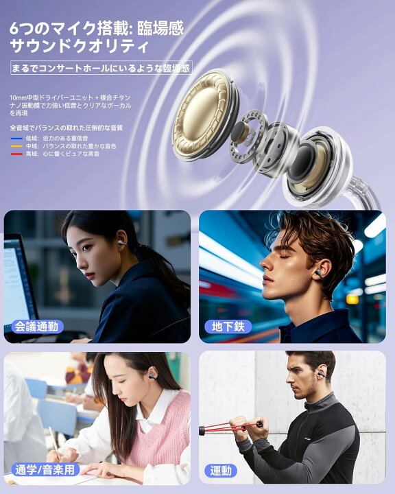 楽天市場】ワイヤレスイヤホン Bluetooth 6つシリコンマイク搭載ENC 