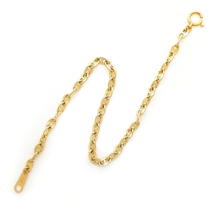 楽天市場】K18 K10 アンカーチェーン ブレスレット 幅3.3mm 長さ15cm  