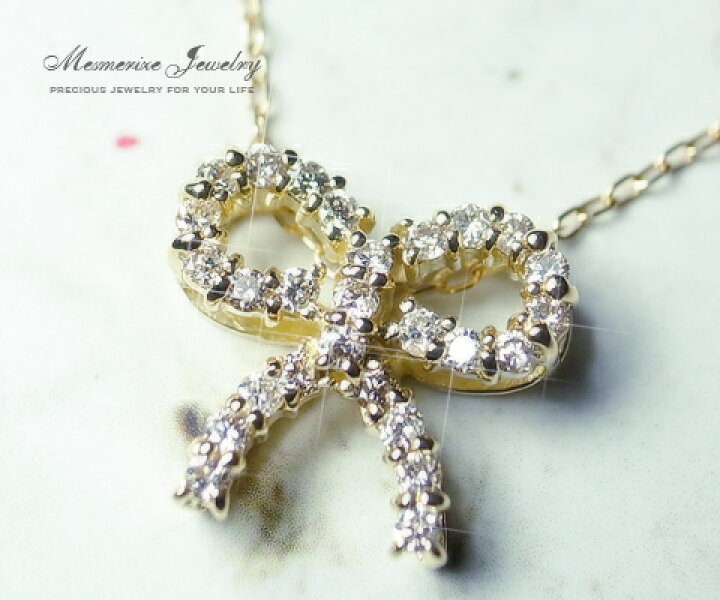 楽天市場】天然 ダイヤ 0.216ct パヴェ リボン ネックレス K18 